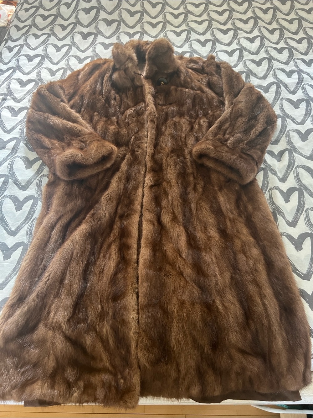 Vintage Genuine Mink Fur Coat Full Length Brown XXL Plus Size Long Luxury Jacket